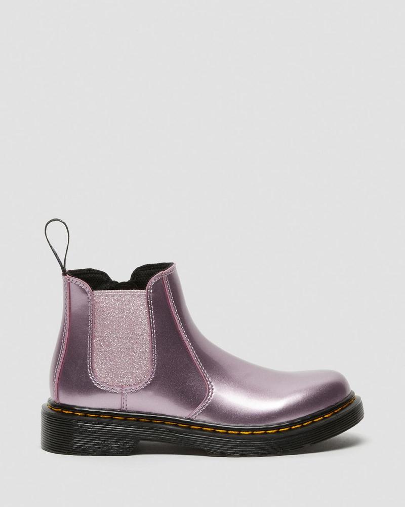 Kids' Dr Martens Junior 2976 Metallic Chelsea Boots Pink | AU 668XYU